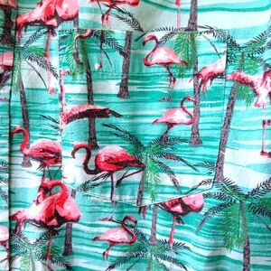 Stoic FLAMINGO Tropical Button Up Shirt Novelty Hawaiian Small Animal Print
